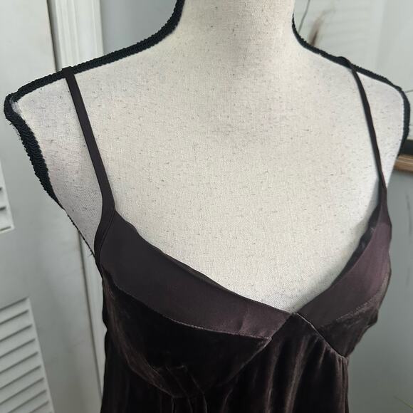 GAP Womens Dress 6 Brown Velvet Babydoll Mini V-Neck Whimsigoth Fairy Grunge - Picture 5 of 15